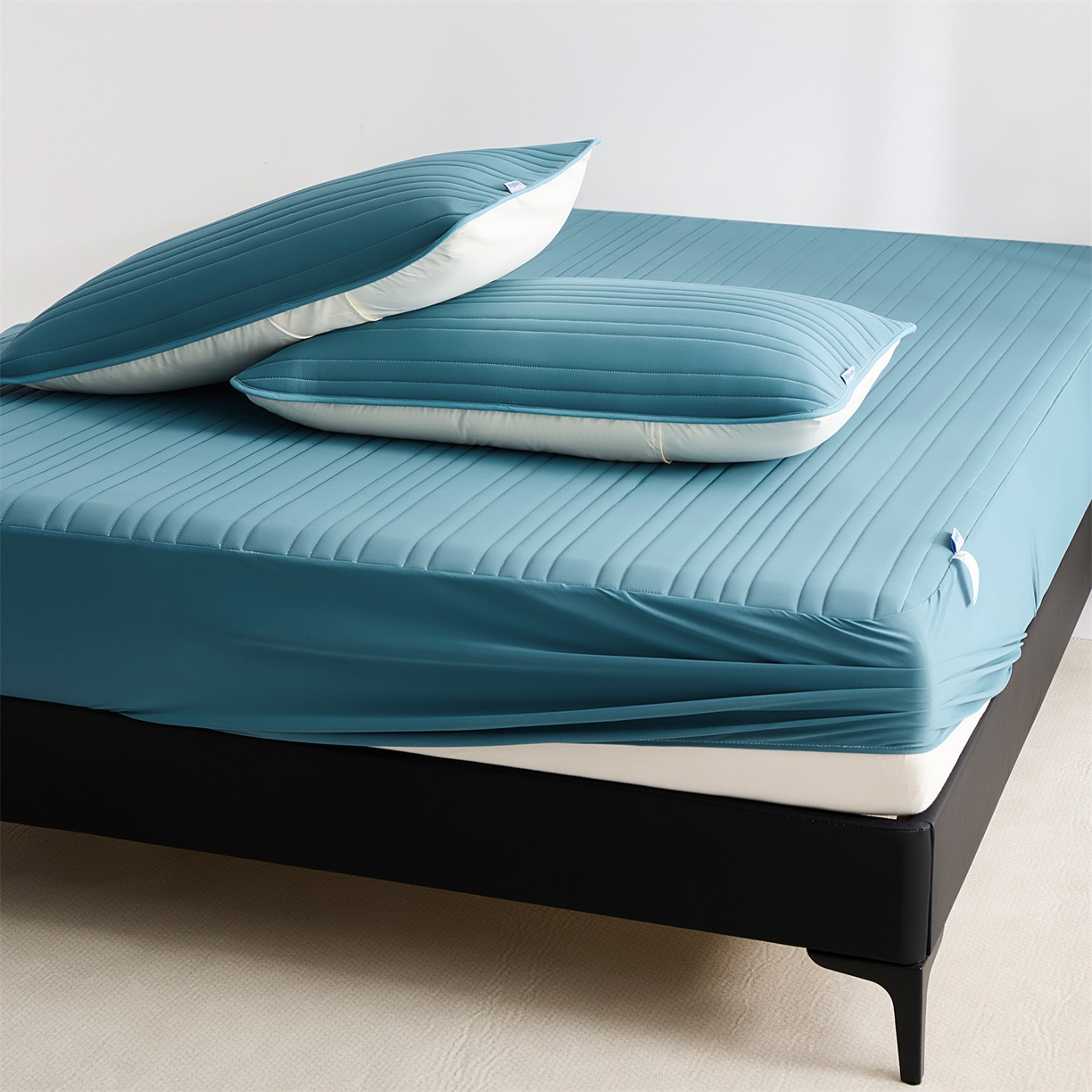 91家纺网 家纺一手货源 找家纺 唯爱品 2026新款星球凉感夏凉垫床笠款 星球凉感垫 墨绿