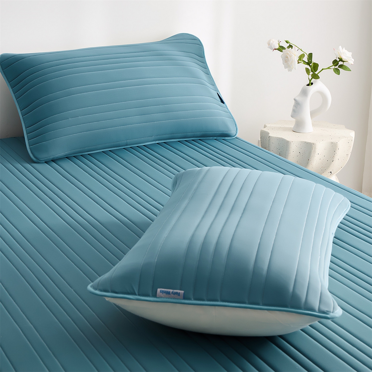 91家纺网 家纺一手货源 找家纺 唯爱品 2026新款星球凉感夏凉垫床笠款 星球凉感垫 墨绿