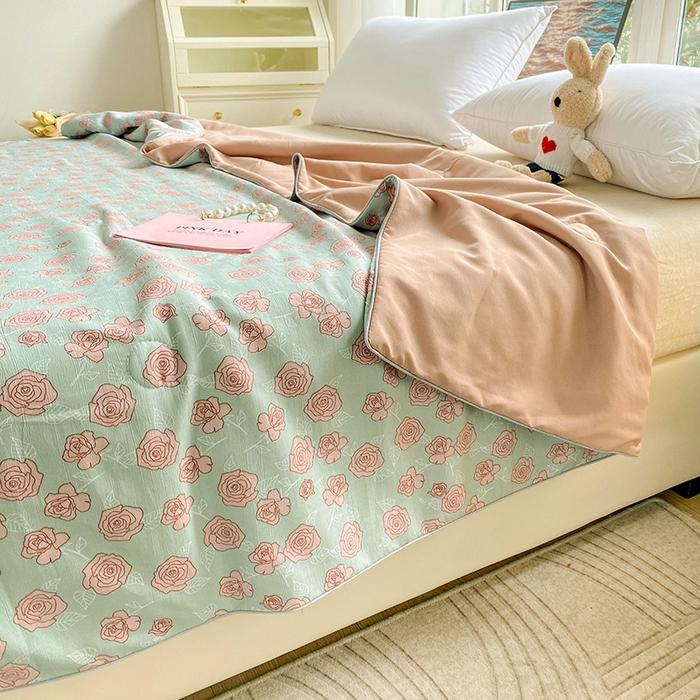 91家纺网 家纺一手货源 找家纺 （总）畅畅家纺 2026新款A类水洗棉麻双层纱夏被夏凉被空调被四件套