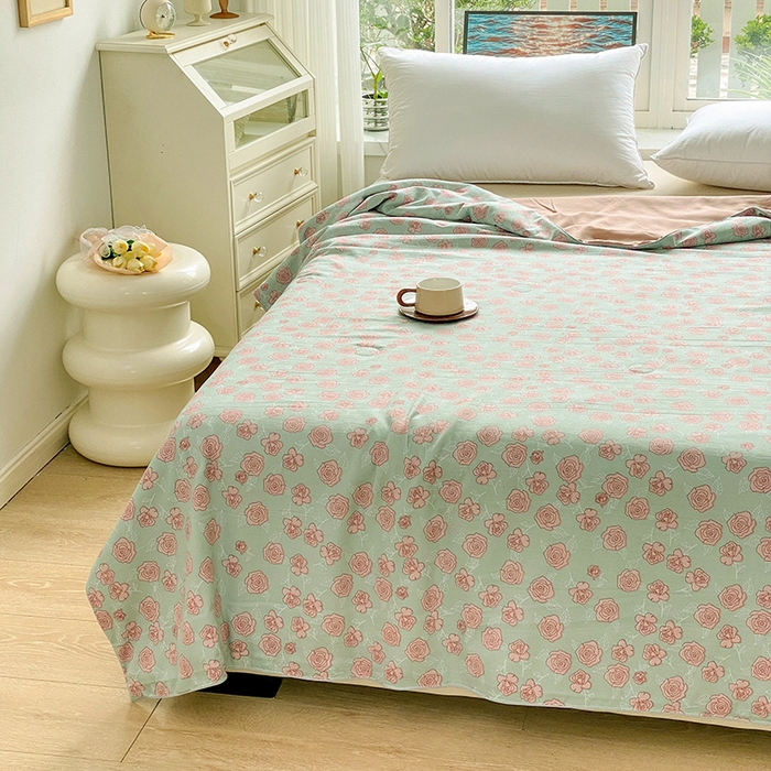 91家纺网 家纺一手货源 找家纺 （总）畅畅家纺 2026新款A类水洗棉麻双层纱夏被夏凉被空调被四件套