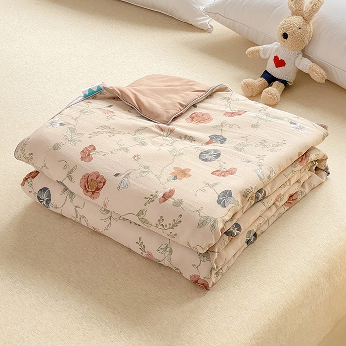 91家纺网 家纺一手货源 找家纺 （总）畅畅家纺 2026新款A类水洗棉麻双层纱夏被夏凉被空调被四件套