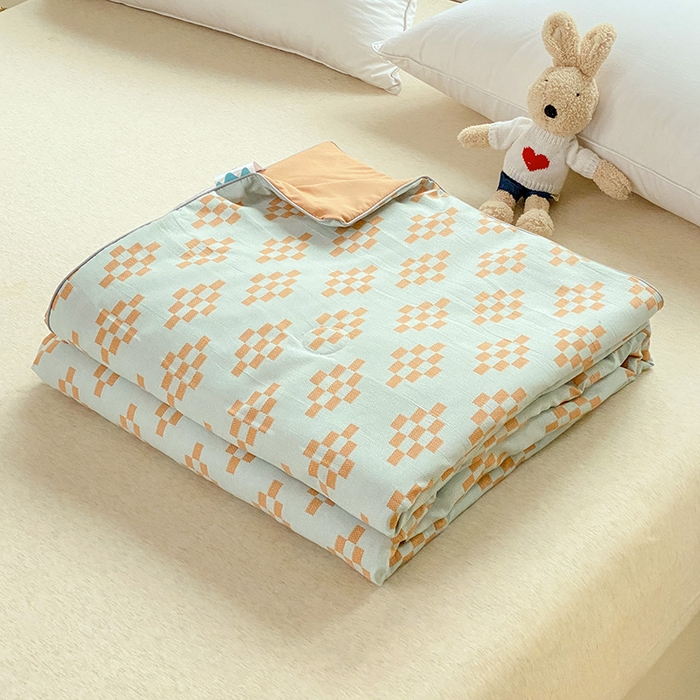 91家纺网 家纺一手货源 找家纺 （总）畅畅家纺 2026新款A类水洗棉麻双层纱夏被夏凉被空调被四件套