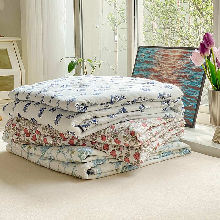 畅畅家纺 2026新款A类水洗棉麻双层纱夏被夏凉被空调被四件套 组合图仅供展示不可下单