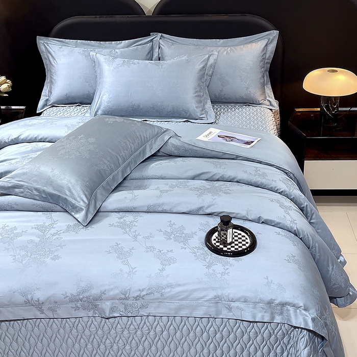 91家纺网 家纺一手货源 找家纺 （总）畅畅家纺 2026新款高档100支长绒棉高定提花夹棉床盖纯色四件套