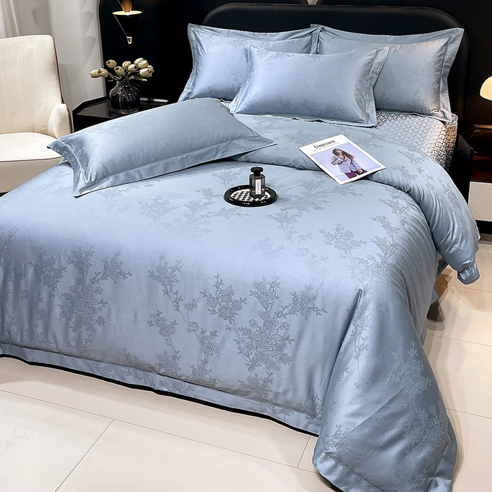 91家纺网 家纺一手货源 找家纺 （总）畅畅家纺 2026新款高档100支长绒棉高定提花夹棉床盖纯色四件套