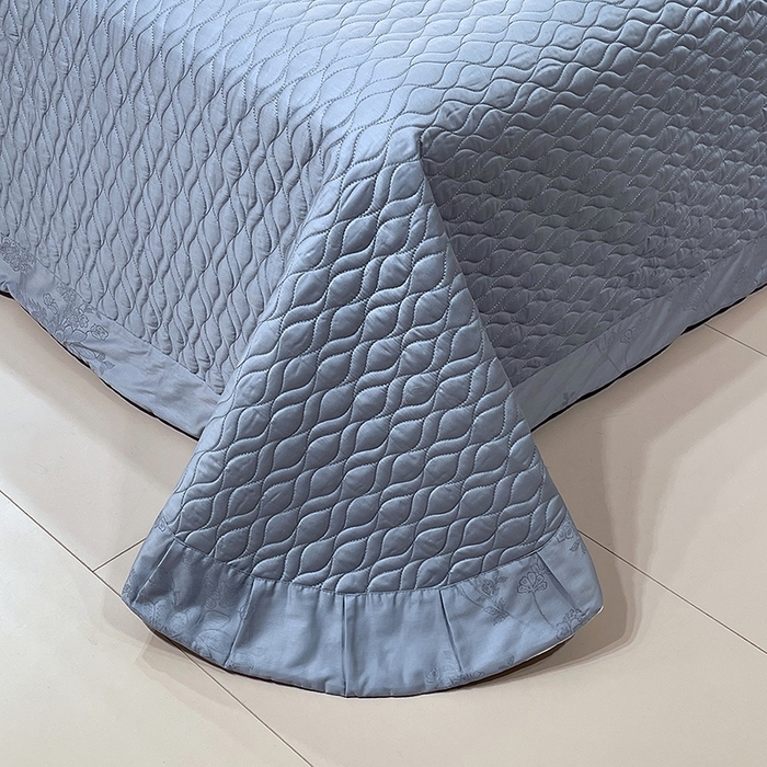 91家纺网 家纺一手货源 找家纺 （总）畅畅家纺 2026新款高档100支长绒棉高定提花夹棉床盖纯色四件套