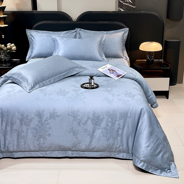 91家纺网 家纺一手货源 找家纺 （总）畅畅家纺 2026新款高档100支长绒棉高定提花夹棉床盖纯色四件套