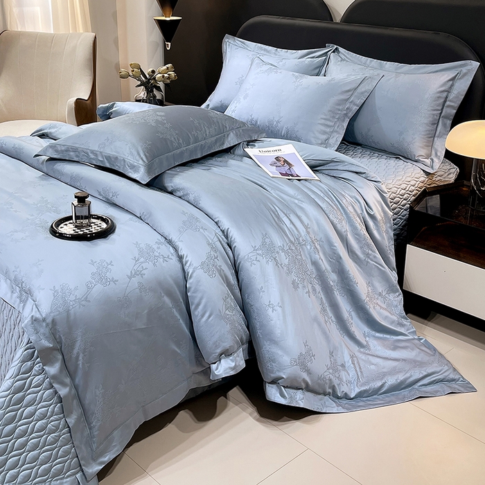 91家纺网 家纺一手货源 找家纺 （总）畅畅家纺 2026新款高档100支长绒棉高定提花夹棉床盖纯色四件套