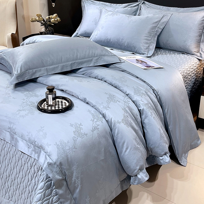 91家纺网 家纺一手货源 找家纺 （总）畅畅家纺 2026新款高档100支长绒棉高定提花夹棉床盖纯色四件套