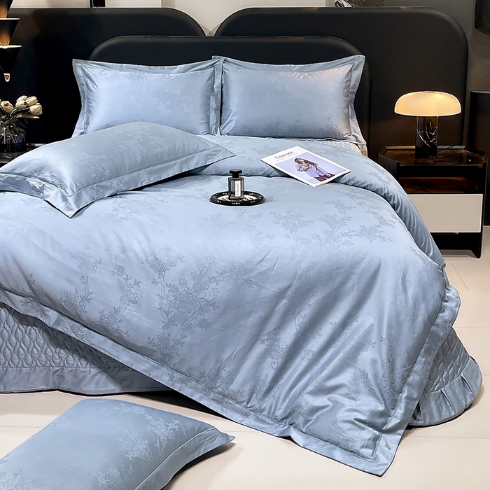 91家纺网 家纺一手货源 找家纺 （总）畅畅家纺 2026新款高档100支长绒棉高定提花夹棉床盖纯色四件套