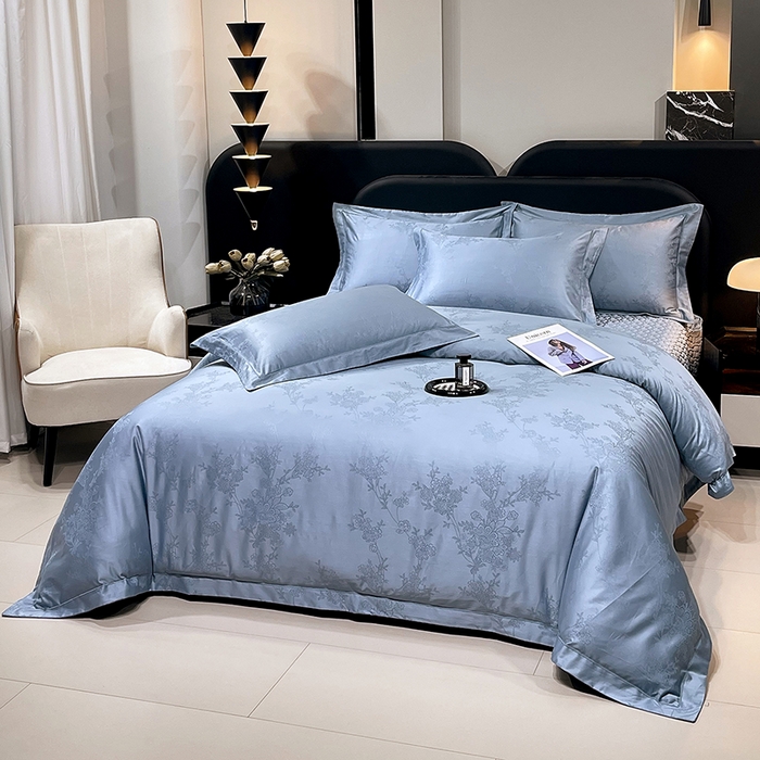 91家纺网 家纺一手货源 找家纺 （总）畅畅家纺 2026新款高档100支长绒棉高定提花夹棉床盖纯色四件套