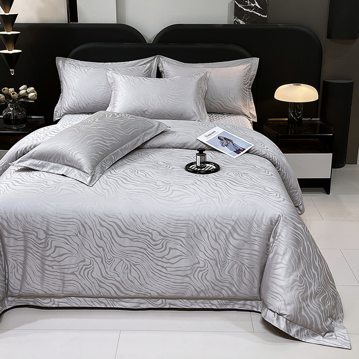 91家纺网 家纺一手货源 找家纺 （总）畅畅家纺 2026新款高档100支长绒棉高定提花夹棉床盖纯色四件套