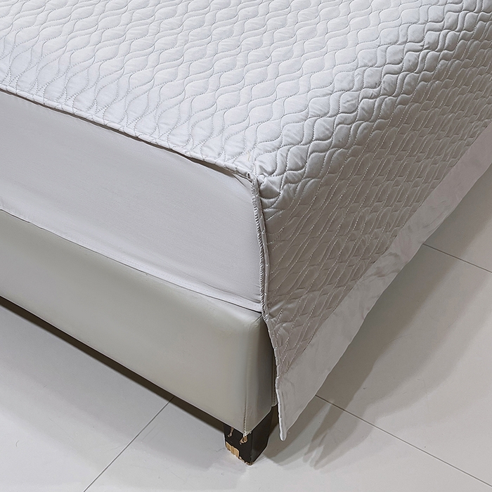 91家纺网 家纺一手货源 找家纺 畅畅家纺 2026新款高档100支长绒棉高定提花夹棉床盖纯色四件套 雅颂-灰