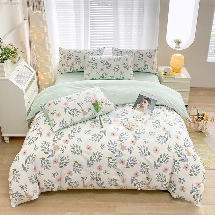 91家纺网 家纺一手货源 找家纺 宇彬家纺 2026直播新款13372A类全棉纯棉印花单双人被套喷气小清新简约热款学生被罩 轻纱漫舞