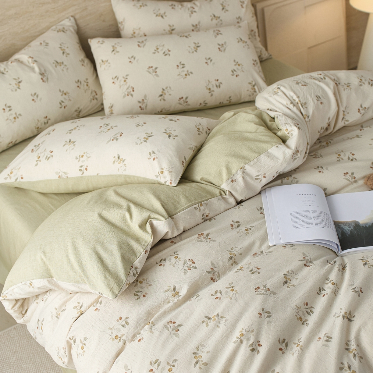 91家纺网 家纺一手货源 找家纺 亿梵家居 2026春夏新款A类棉麻印花四件套 大地微风