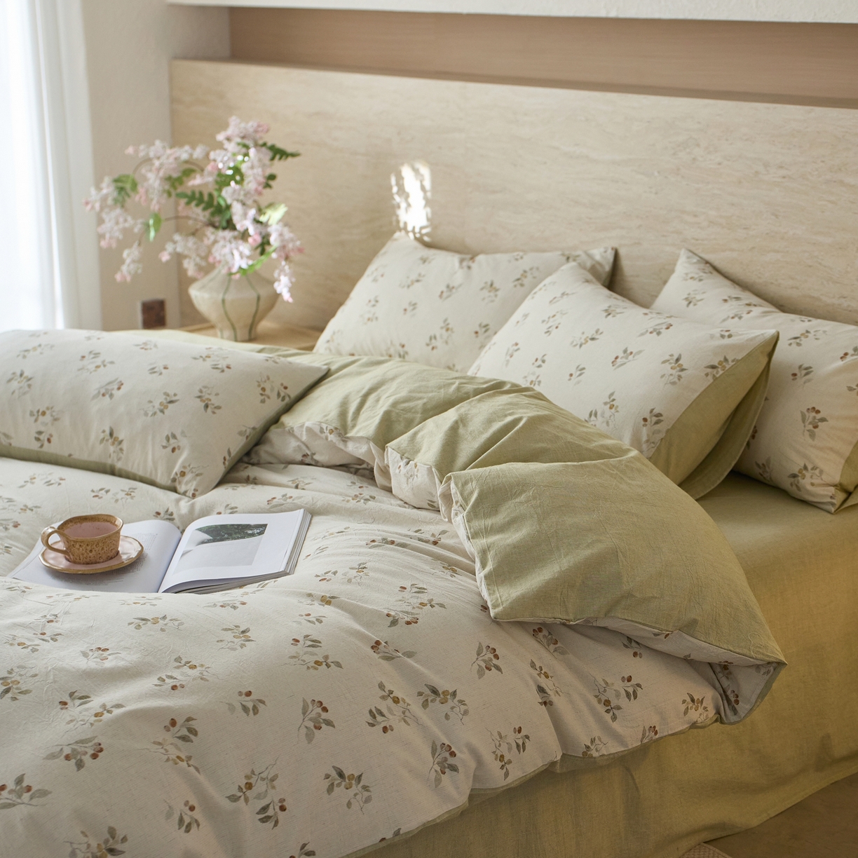 91家纺网 家纺一手货源 找家纺 亿梵家居 2026春夏新款A类棉麻印花四件套 大地微风