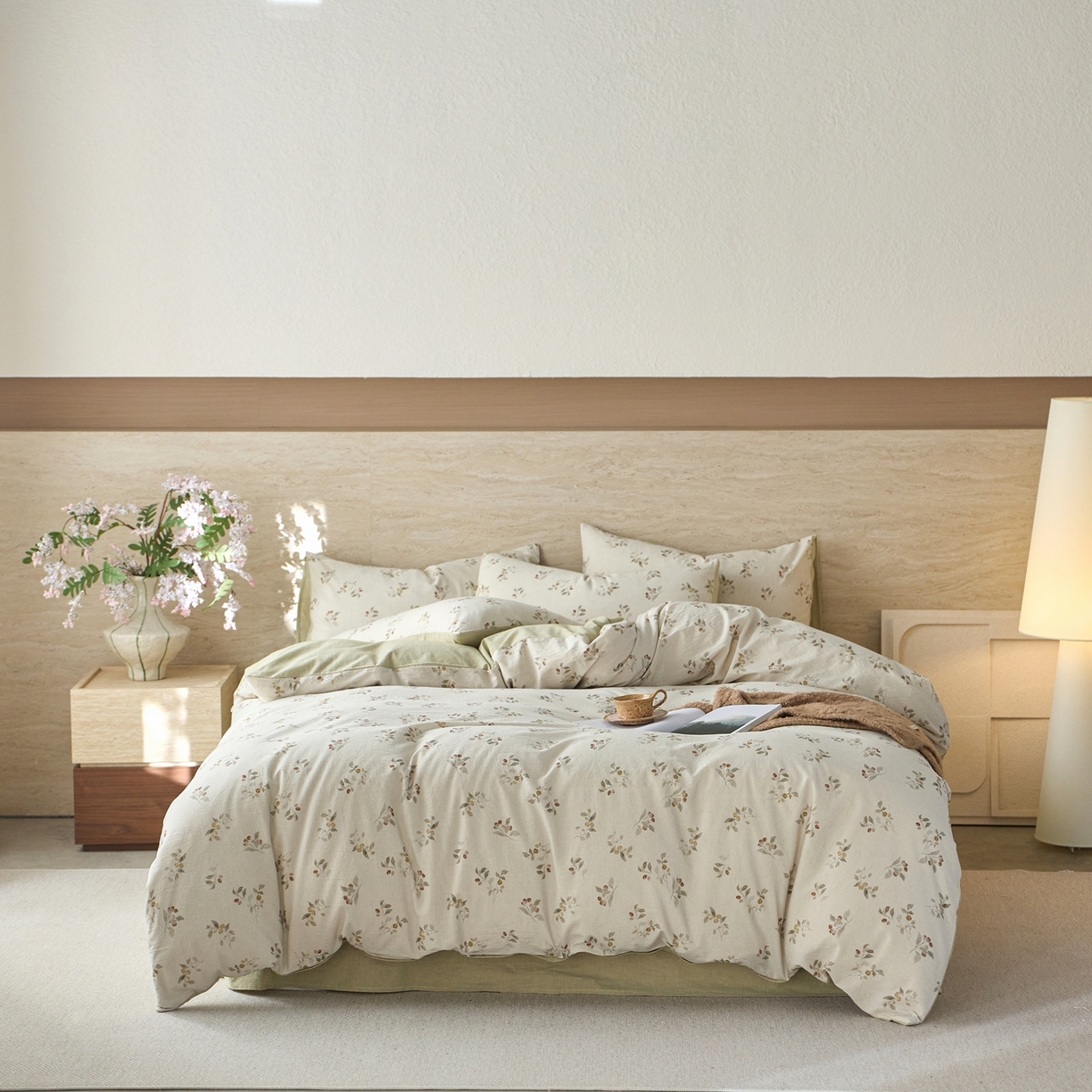 91家纺网 家纺一手货源 找家纺 亿梵家居 2026春夏新款A类棉麻印花四件套 大地微风