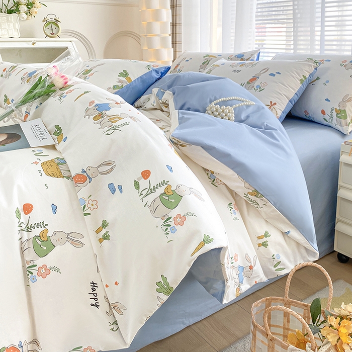 宇彬家纺 2026直播新款13372A类全棉纯棉印花单双人被套喷气小清新简约热款学生被罩 收获满满
