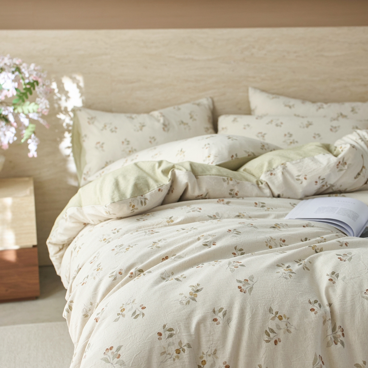 91家纺网 家纺一手货源 找家纺 亿梵家居 2026春夏新款A类棉麻印花四件套 大地微风