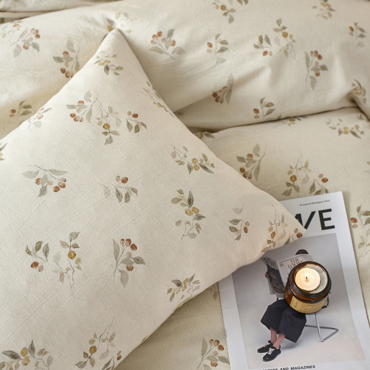 91家纺网 家纺一手货源 找家纺 亿梵家居 2026春夏新款A类棉麻印花四件套 大地微风