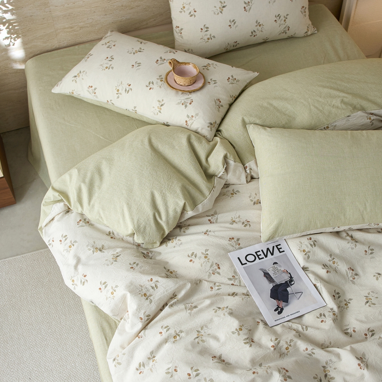 91家纺网 家纺一手货源 找家纺 亿梵家居 2026春夏新款A类棉麻印花四件套 大地微风