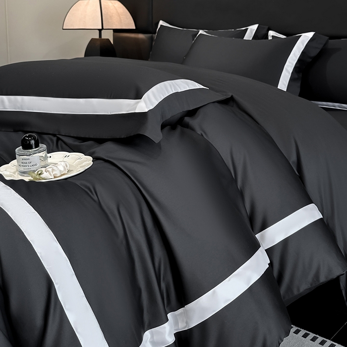 91家纺网 家纺一手货源 找家纺 （总）苏源家居 2026新款夏季酒店风水洗天丝织带款冰丝被套四件套-慕尚