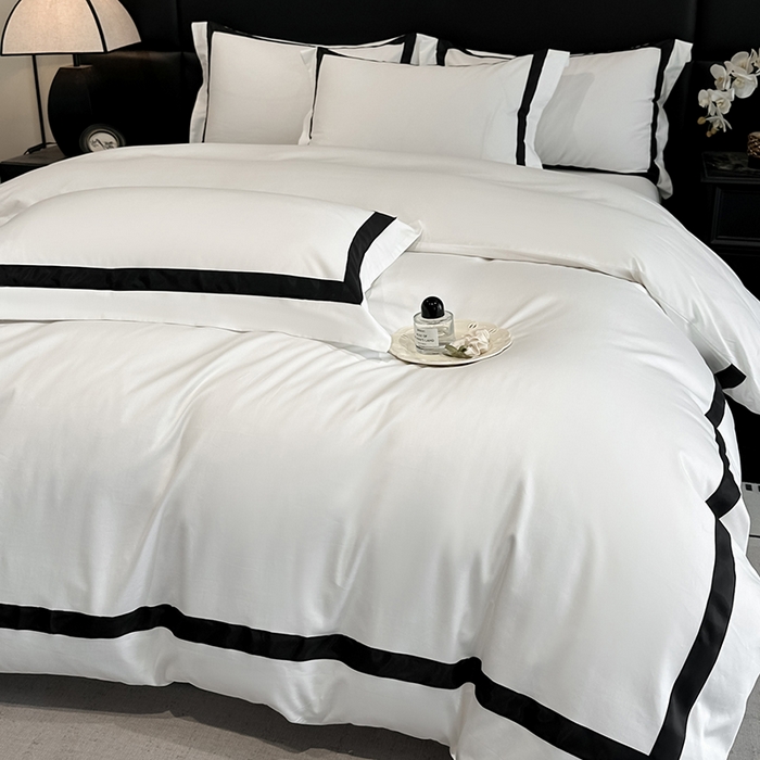 91家纺网 家纺一手货源 找家纺 苏源家居 2026新款夏季酒店风水洗天丝织带款冰丝被套四件套-慕尚 慕尚-雅白