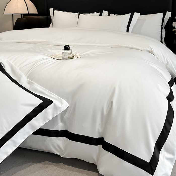 91家纺网 家纺一手货源 找家纺 苏源家居 2026新款夏季酒店风水洗天丝织带款冰丝被套四件套-慕尚 慕尚-雅白