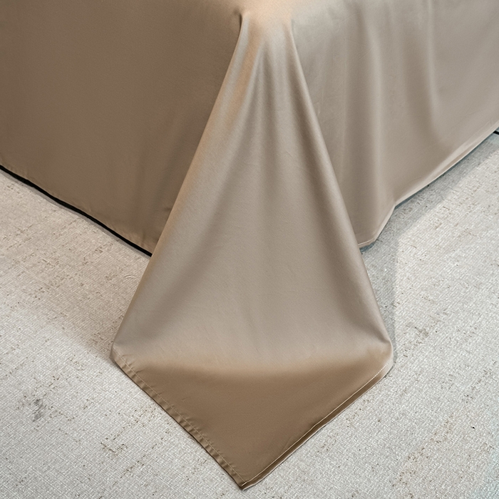 91家纺网 家纺一手货源 找家纺 苏源家居 2026新款夏季酒店风水洗天丝织带款冰丝被套四件套-慕尚 慕尚-咖色