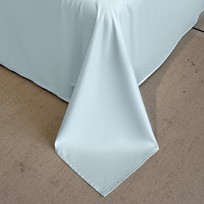 91家纺网 家纺一手货源 找家纺 苏源家居 2026新款夏季酒店风水洗天丝织带款冰丝被套四件套-慕尚 慕尚-浅蓝