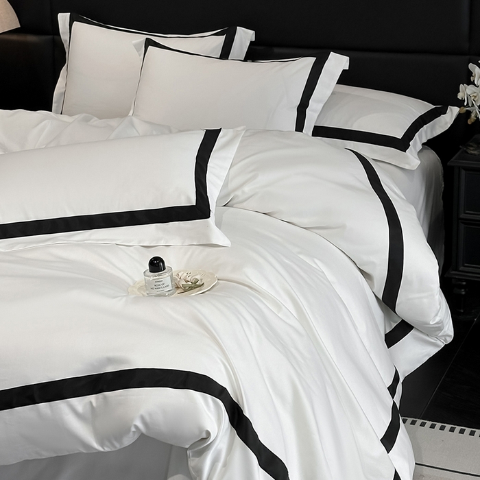 91家纺网 家纺一手货源 找家纺 苏源家居 2026新款夏季酒店风水洗天丝织带款冰丝被套四件套-慕尚 慕尚-雅白