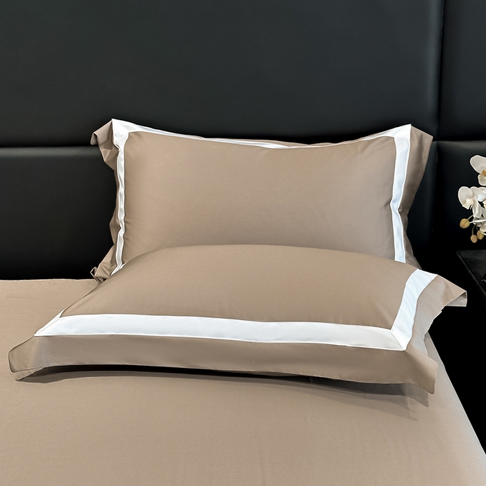 91家纺网 家纺一手货源 找家纺 苏源家居 2026新款夏季酒店风水洗天丝织带款冰丝被套四件套-慕尚 慕尚-咖色