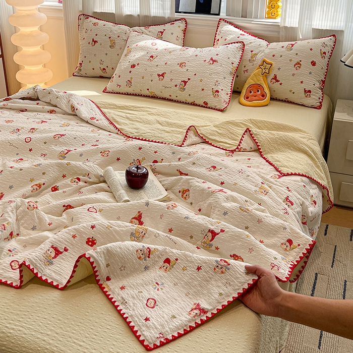 91家纺网 家纺一手货源 找家纺 （总）一比一家纺 2026春夏新款三角针泡芙纱夏被夏凉被空调被四件套