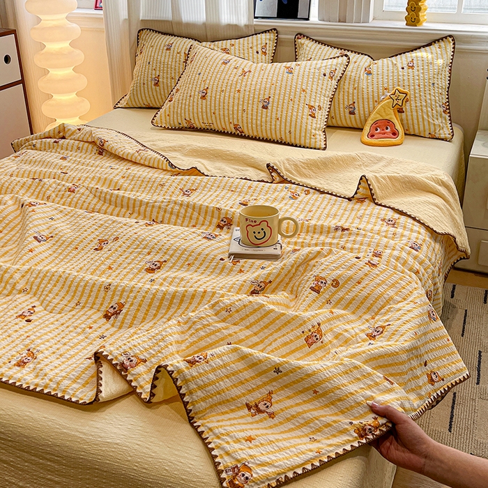 91家纺网 家纺一手货源 找家纺 （总）一比一家纺 2026春夏新款三角针泡芙纱夏被夏凉被空调被四件套