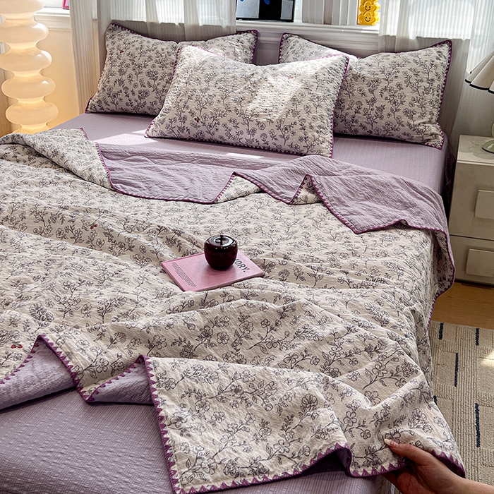 91家纺网 家纺一手货源 找家纺 （总）一比一家纺 2026春夏新款三角针泡芙纱夏被夏凉被空调被四件套