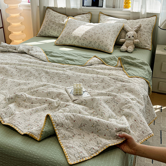 91家纺网 家纺一手货源 找家纺 （总）一比一家纺 2026春夏新款三角针泡芙纱夏被夏凉被空调被四件套