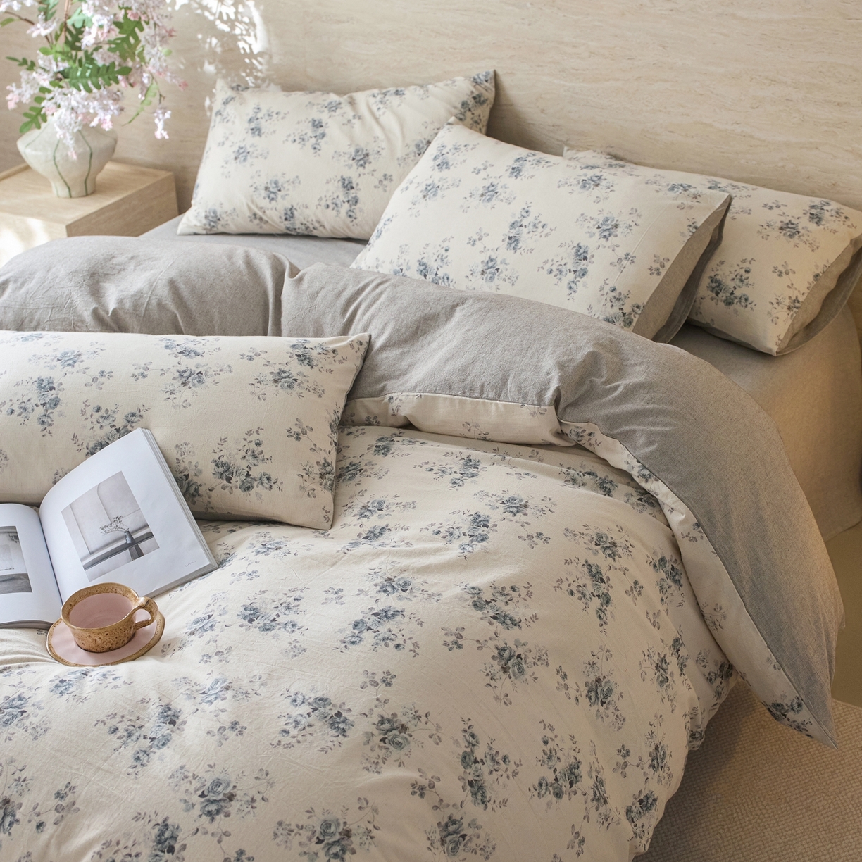 亿梵家居 2026春夏新款A类棉麻印花四件套 法式风情