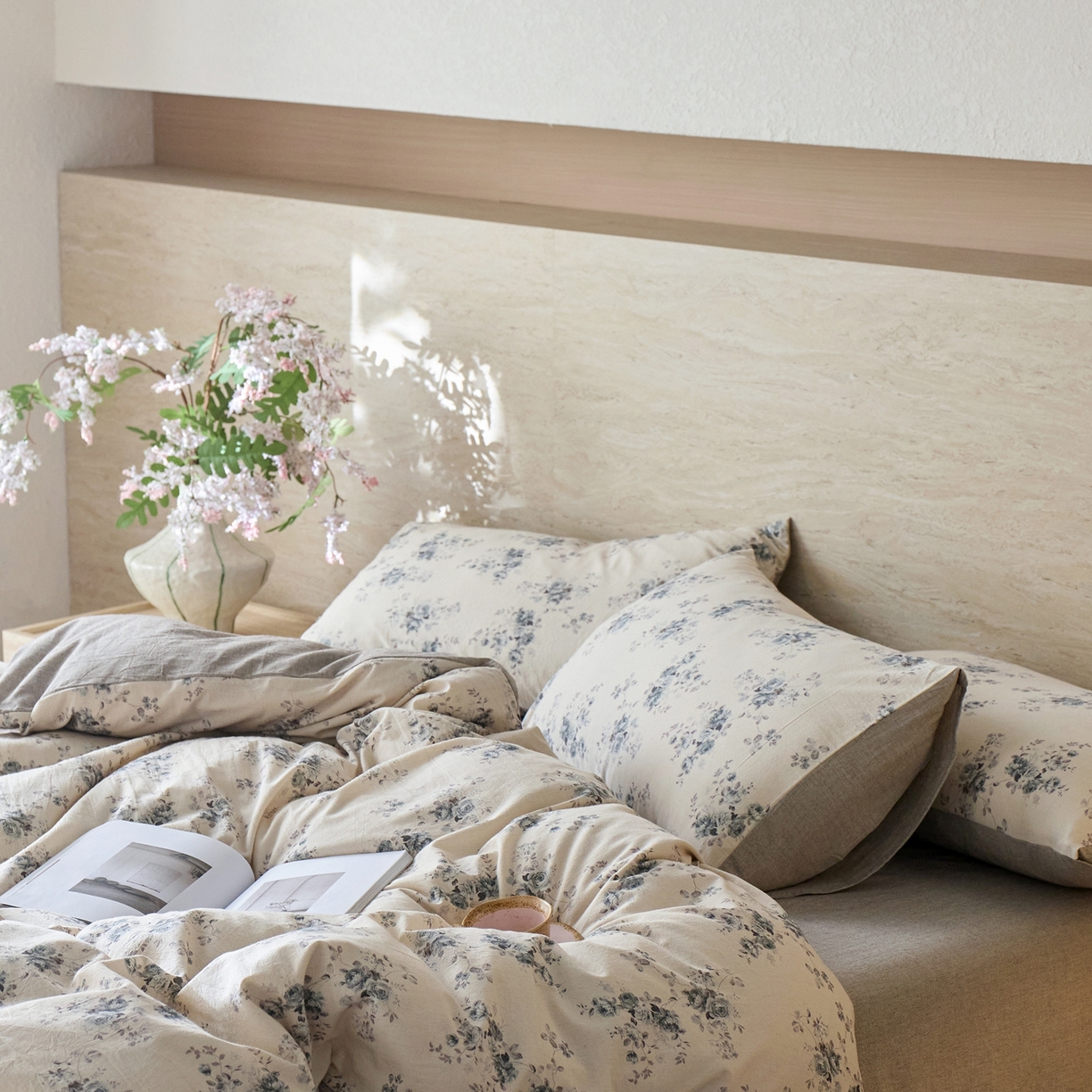 91家纺网 家纺一手货源 找家纺 亿梵家居 2026春夏新款A类棉麻印花四件套 法式风情