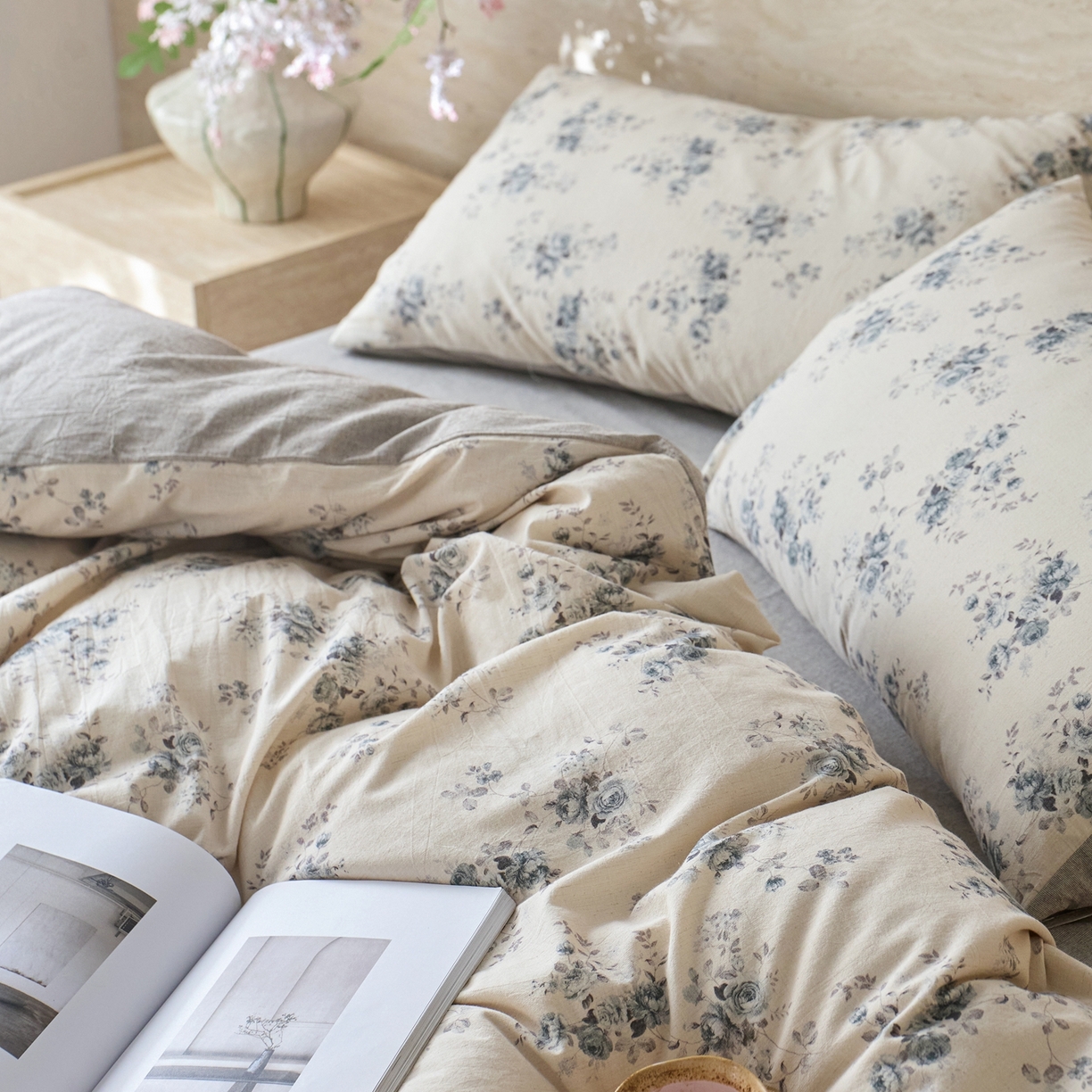 91家纺网 家纺一手货源 找家纺 亿梵家居 2026春夏新款A类棉麻印花四件套 法式风情