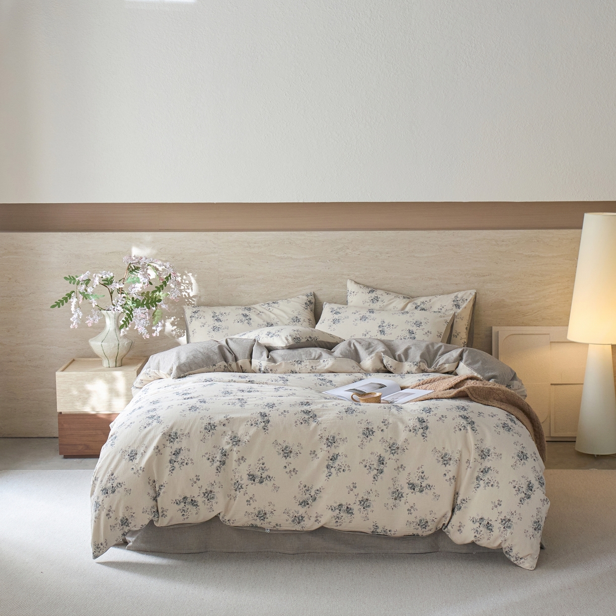 91家纺网 家纺一手货源 找家纺 亿梵家居 2026春夏新款A类棉麻印花四件套 法式风情