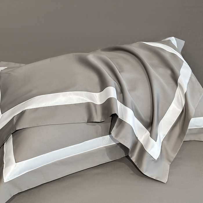 91家纺网 家纺一手货源 找家纺 苏源家居 2026新款夏季酒店风水洗天丝织带款冰丝被套四件套-慕尚 慕尚-浅灰