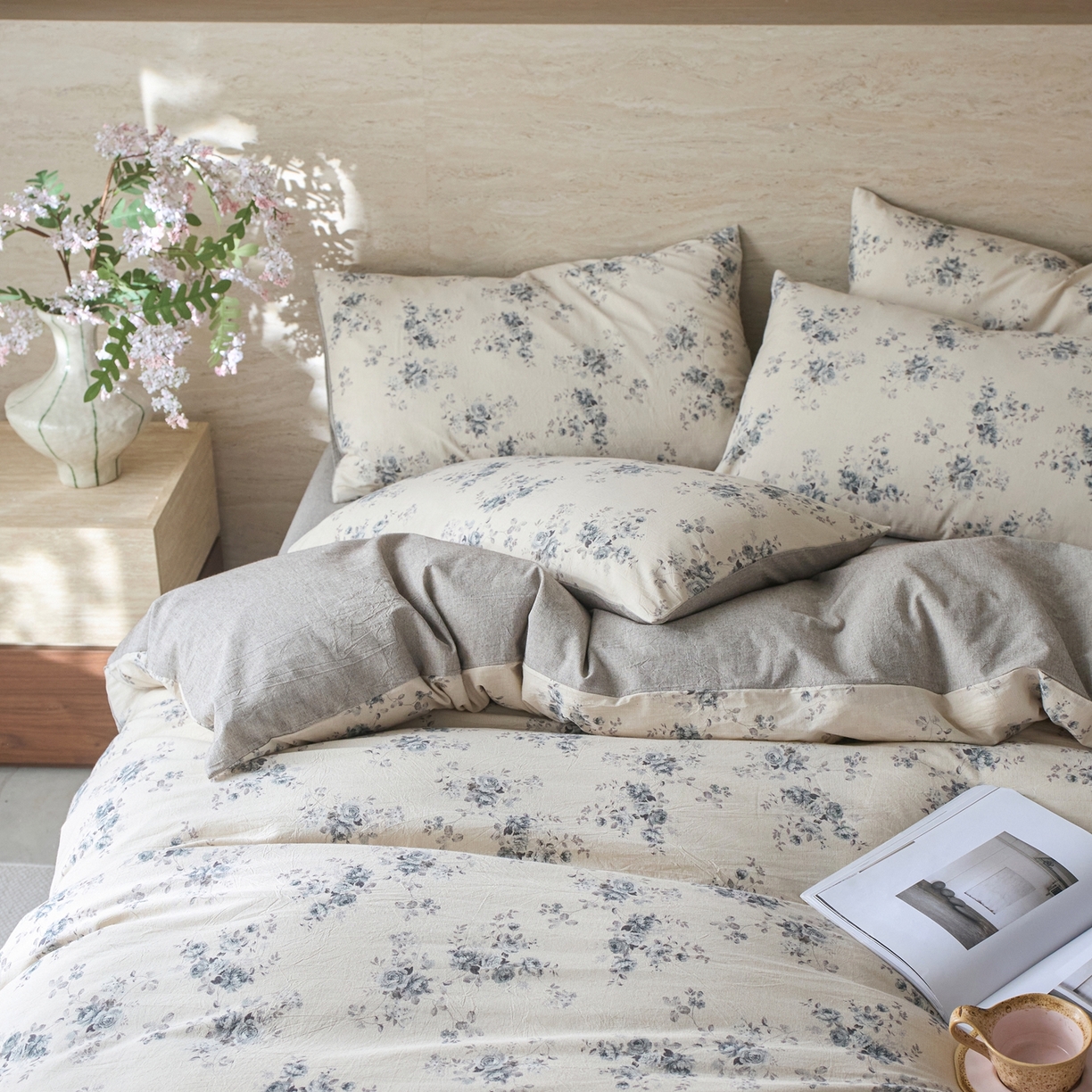 91家纺网 家纺一手货源 找家纺 亿梵家居 2026春夏新款A类棉麻印花四件套 法式风情