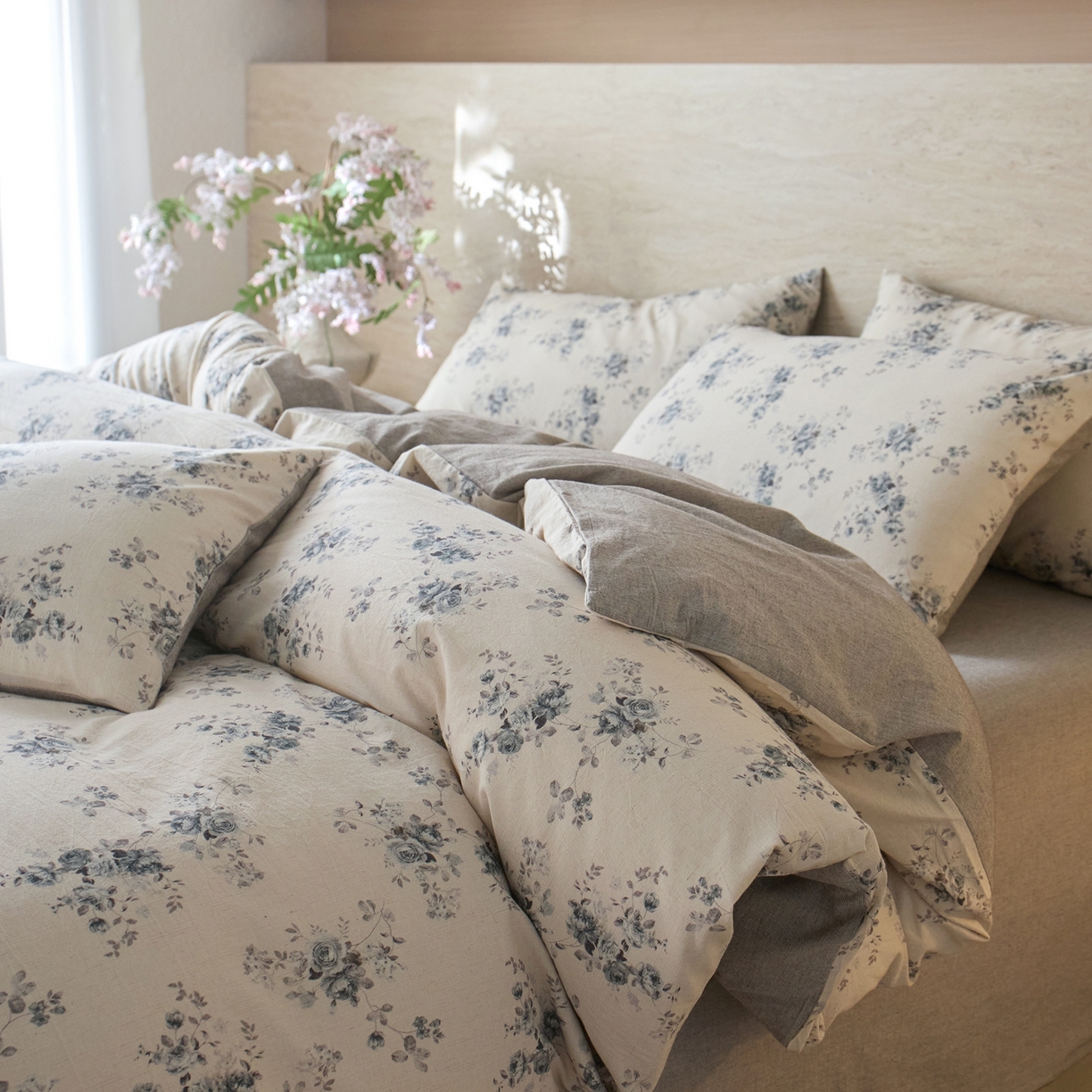 91家纺网 家纺一手货源 找家纺 亿梵家居 2026春夏新款A类棉麻印花四件套 法式风情