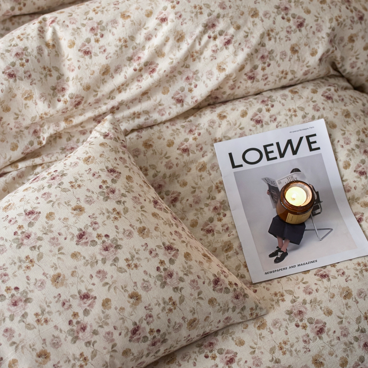 91家纺网 家纺一手货源 找家纺 亿梵家居 2026春夏新款A类棉麻印花四件套 红唇之吻