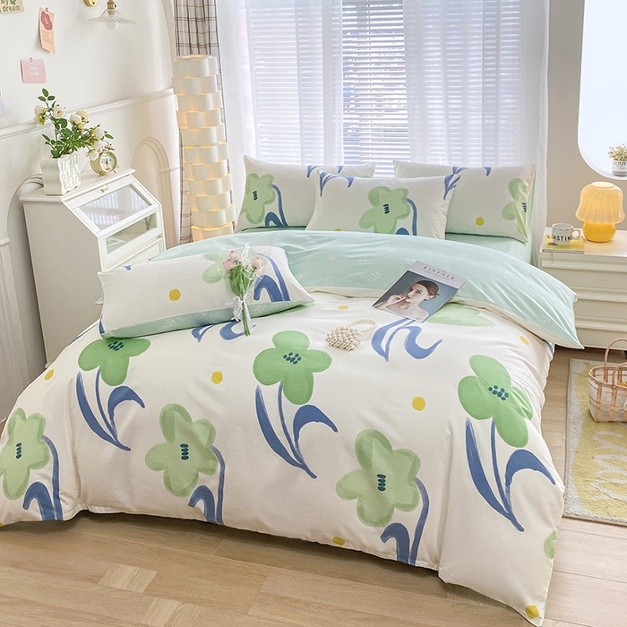 91家纺网 家纺一手货源 找家纺 宇彬家纺 2026直播新款13372A类全棉纯棉印花单双人被套喷气小清新简约热款学生被罩 小情调