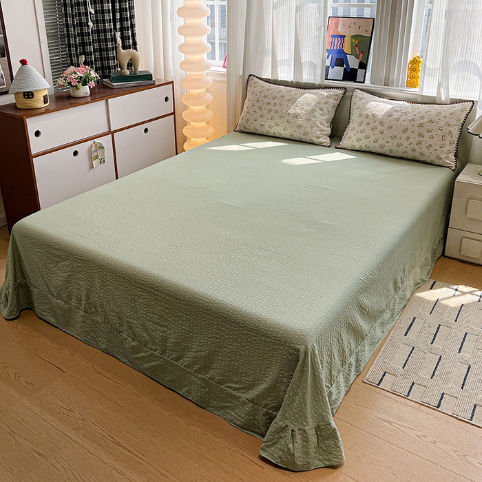 91家纺网 家纺一手货源 找家纺 一比一家纺 2026春夏新款三角针泡芙纱夏被夏凉被空调被四件套 三角针夏被-春日小兔