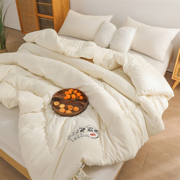 91家纺网 家纺一手货源 找家纺 玉相逢 2026新款供直播水洗棉大豆纤维春秋被夏被子被芯 白色