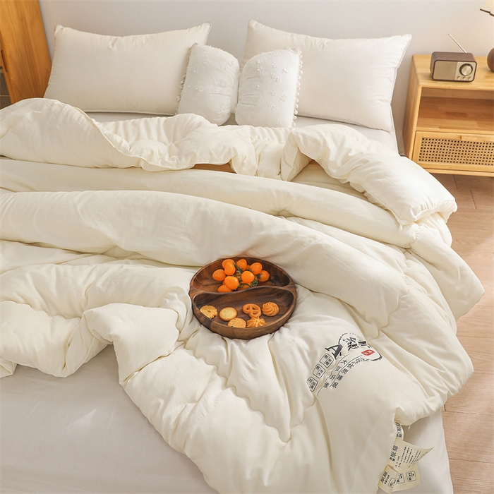 91家纺网 家纺一手货源 找家纺 玉相逢 2026新款供直播水洗棉大豆纤维春秋被夏被子被芯 白色