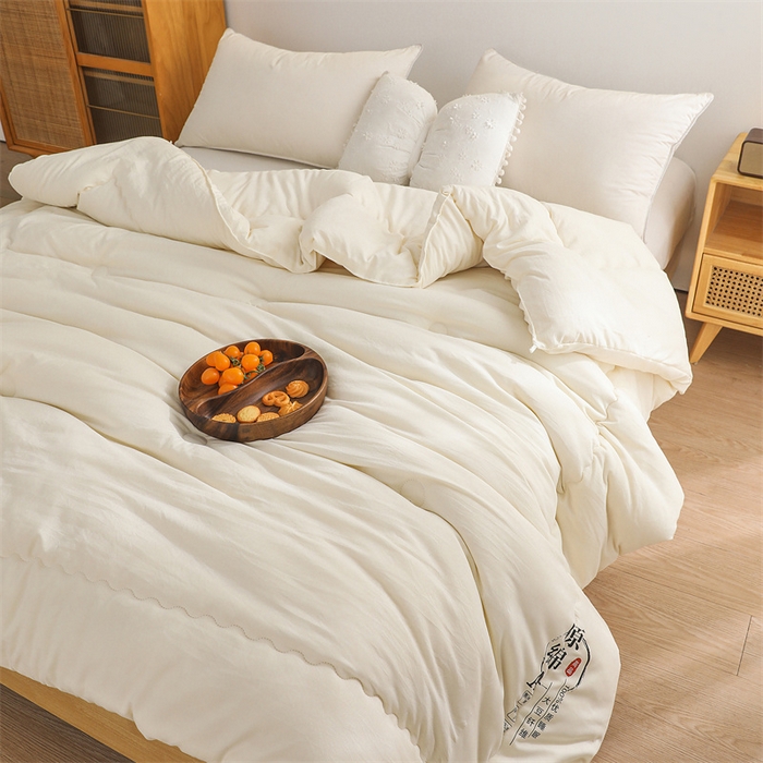91家纺网 家纺一手货源 找家纺 玉相逢 2026新款供直播水洗棉大豆纤维春秋被夏被子被芯 白色
