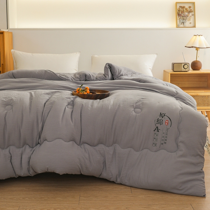 91家纺网 家纺一手货源 找家纺 玉相逢 2026新款供直播水洗棉大豆纤维春秋被夏被子被芯 灰色